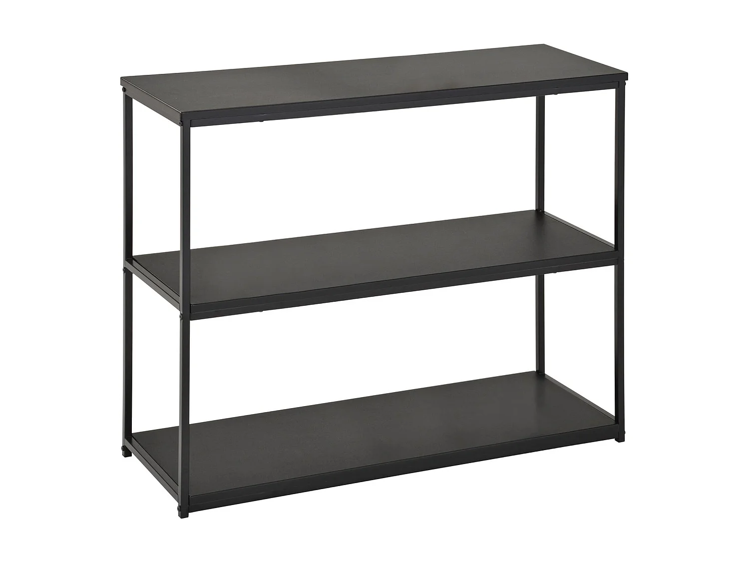 Etagère de rangement SENDAI en métal noir et 3 tablettes en MDF noir, étagère au sol dim 100x81x35 cm, meuble style moderne