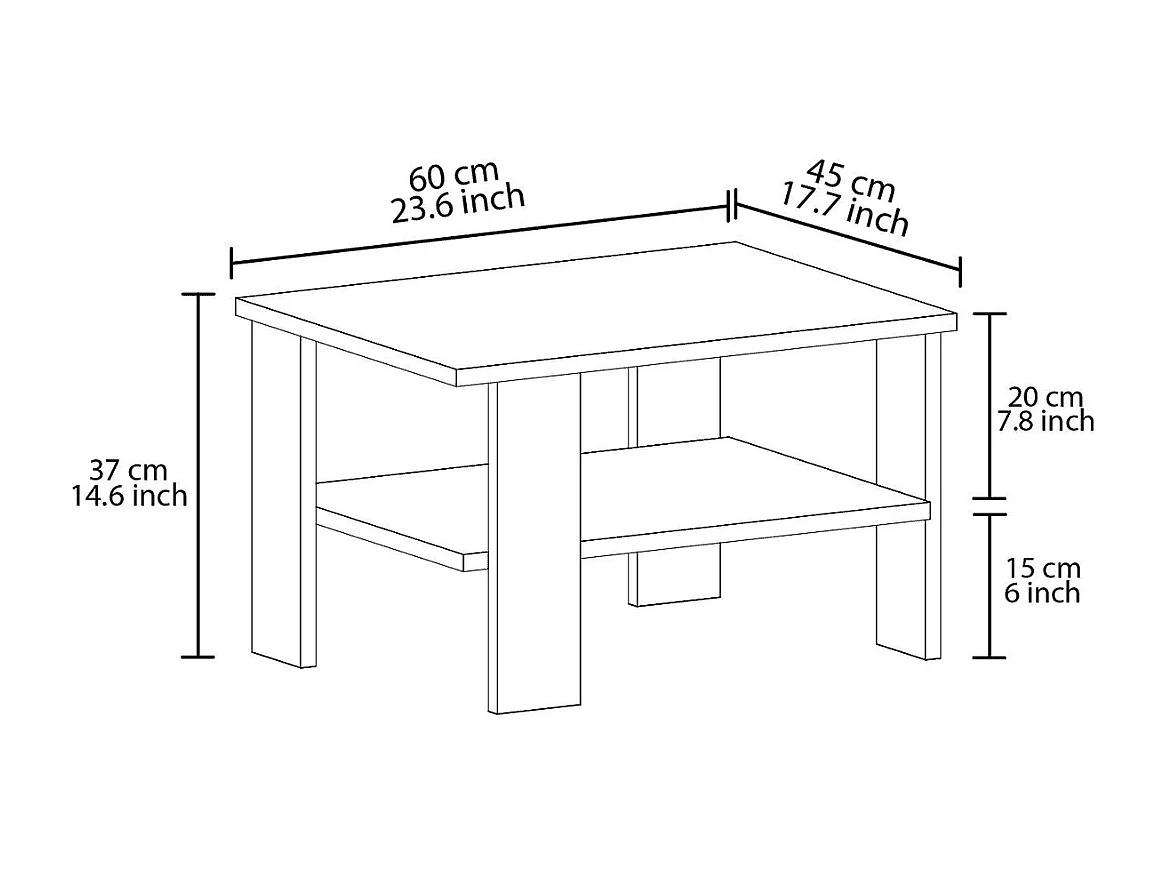 Mesa de centro 1 prateleira L60 cm - DUAMA