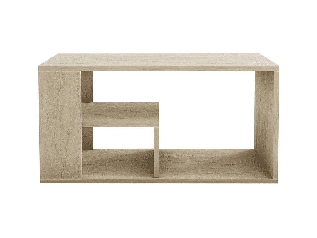 Table basse avec étagères décor travertin L80 cm - EROS