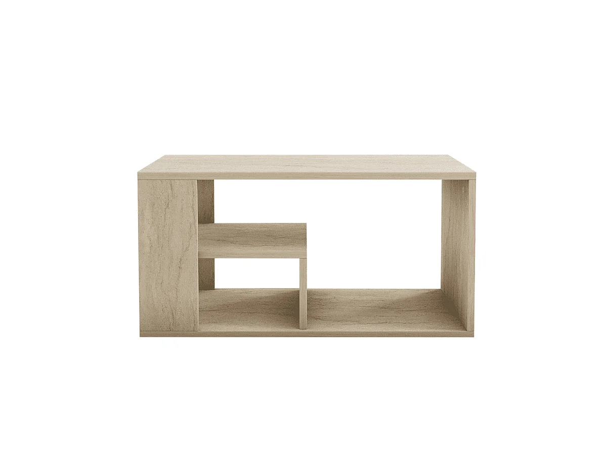Table basse avec étagères décor travertin L80 cm - EROS