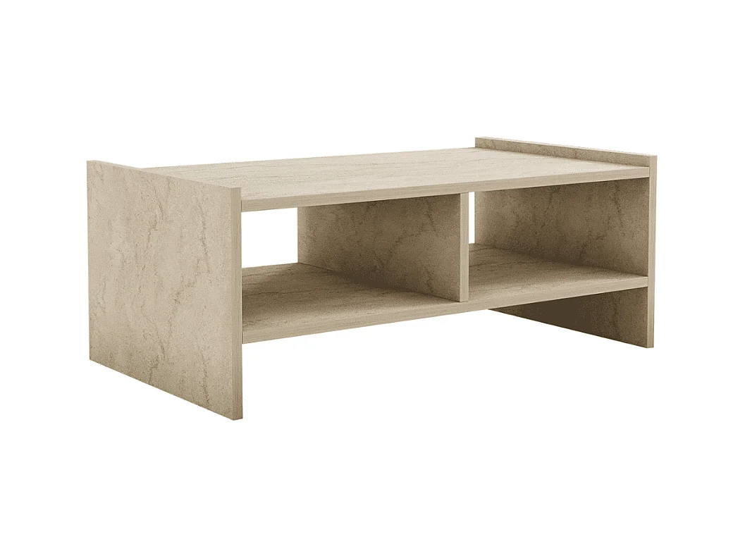 Tavolino con 2 nicchie aperte, decorazione travertino L90 cm - PERA