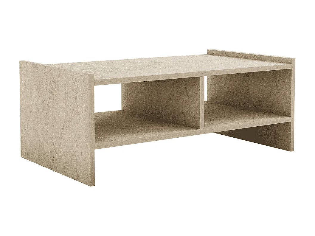 Salontafel met 2 open nissen, travertin decor L90 cm - PERA