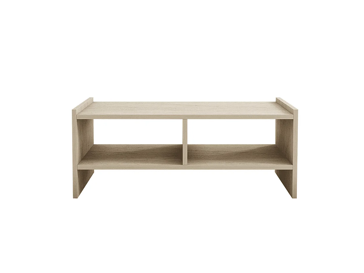 Table basse 2 niches ouvertes décor travertin L90 cm - PERA