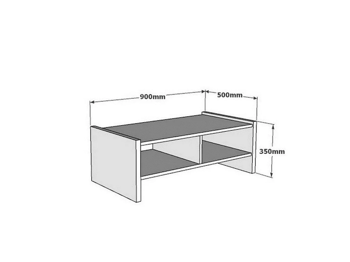 Table basse 2 niches ouvertes décor travertin L90 cm - PERA