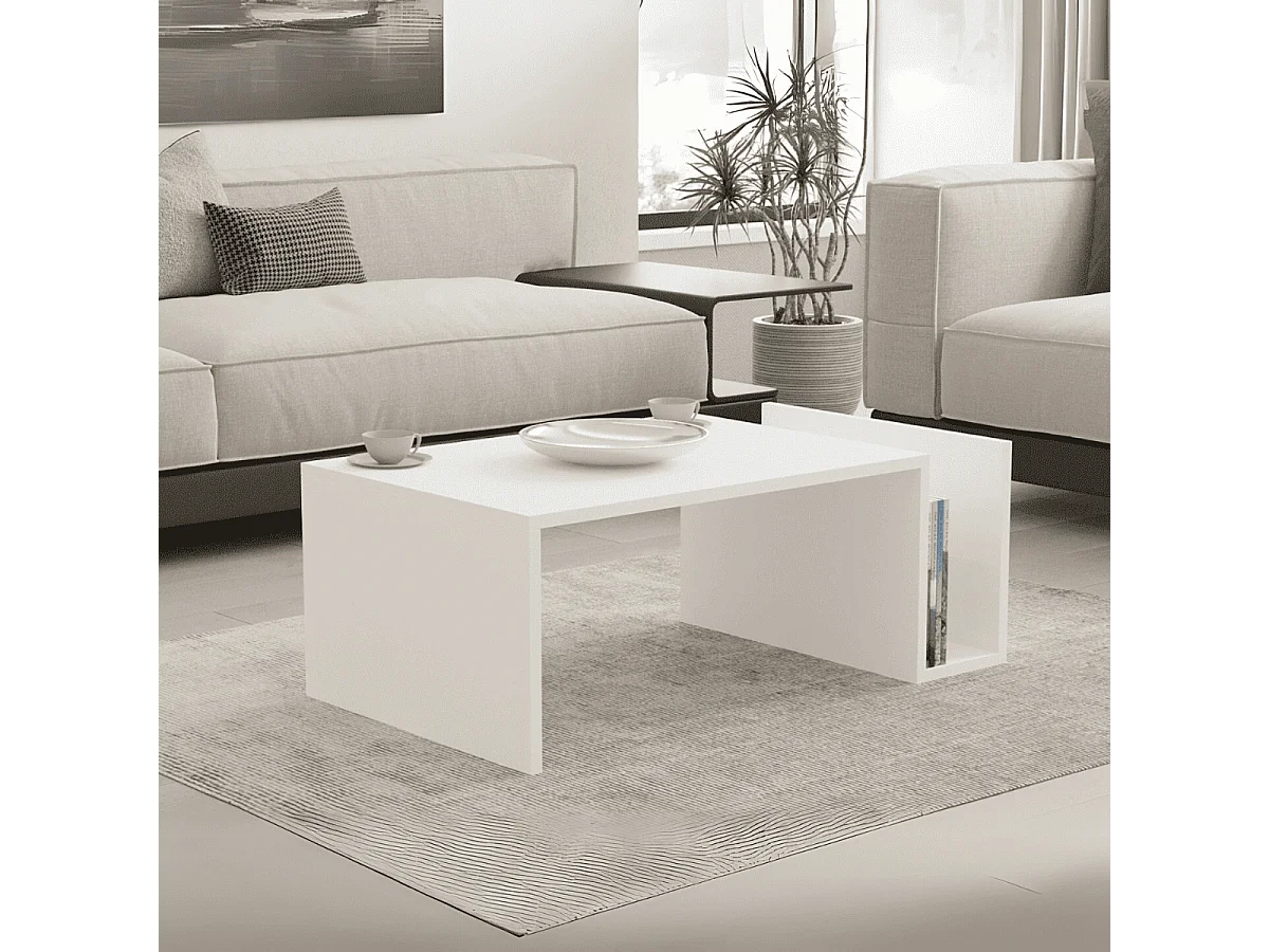 Drewniany stolik kawowy "Memo" - 50 x 86 x 32 cm - Biały