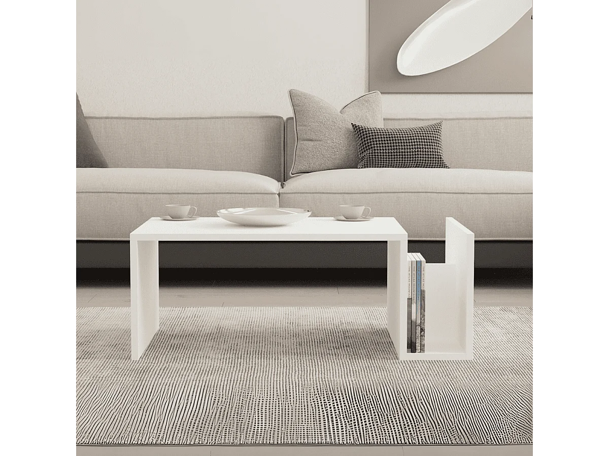 Drewniany stolik kawowy "Memo" - 50 x 86 x 32 cm - Biały