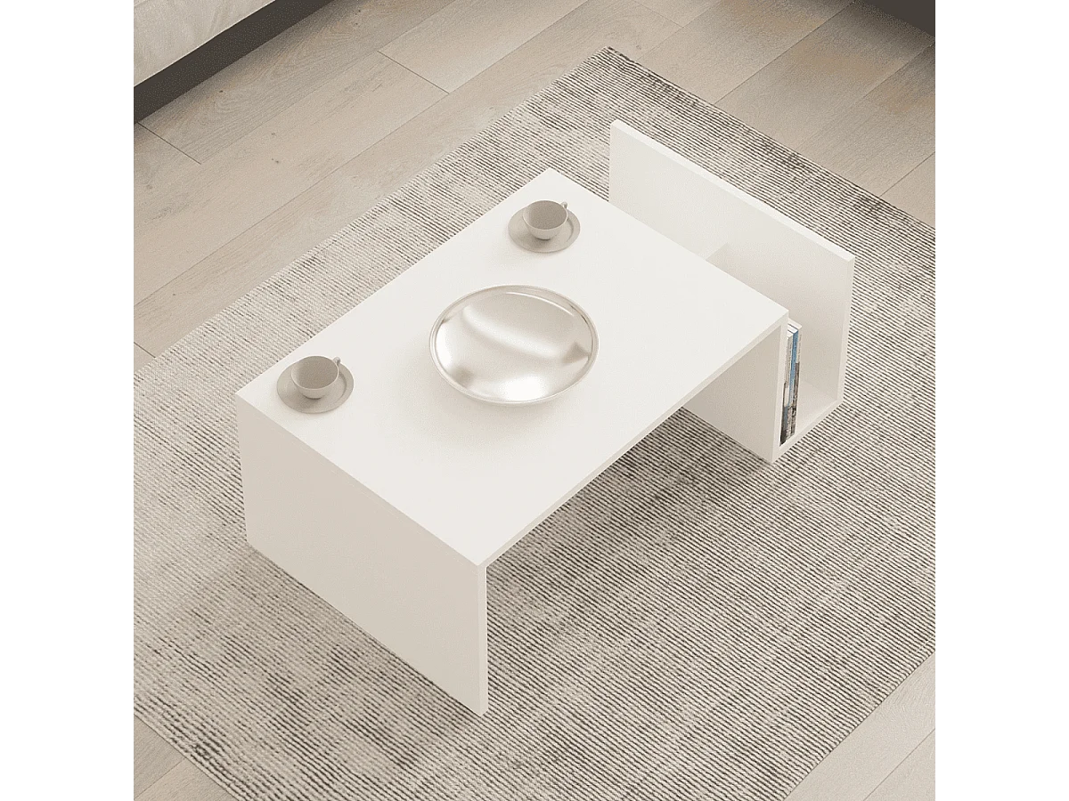 Drewniany stolik kawowy "Memo" - 50 x 86 x 32 cm - Biały