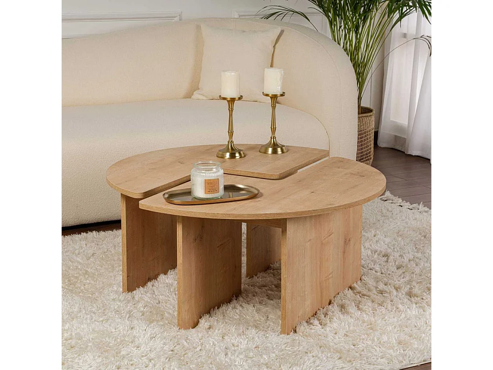 Lot de 2 tables basses L90 cm - MOIRA