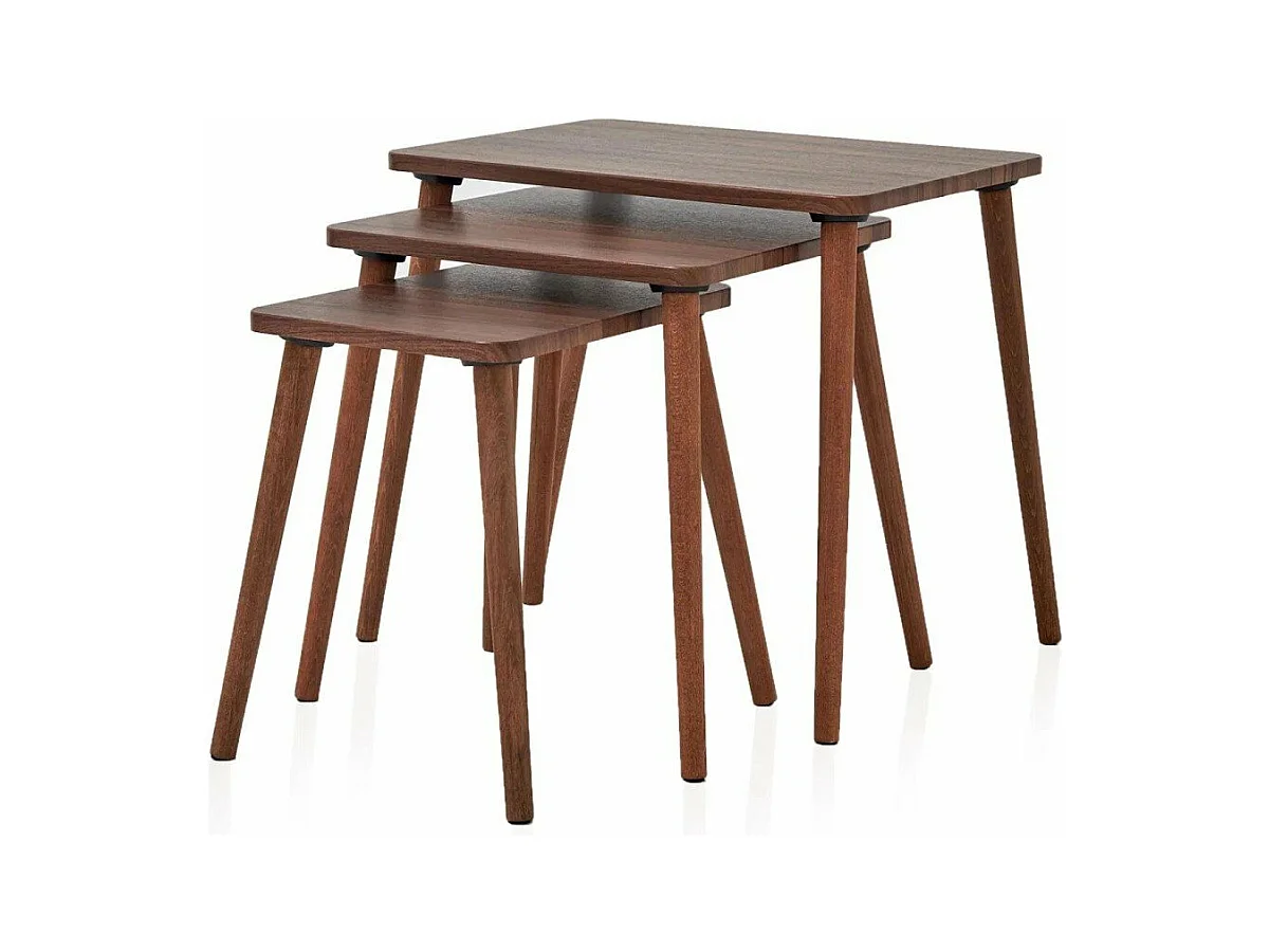 Lot de 3 tables basses gigognes décor noyer L58 cm - TUVAL