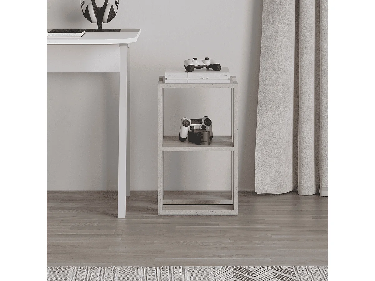 Table de chevet 2 étagères décor travertin H55 cm - LONIE