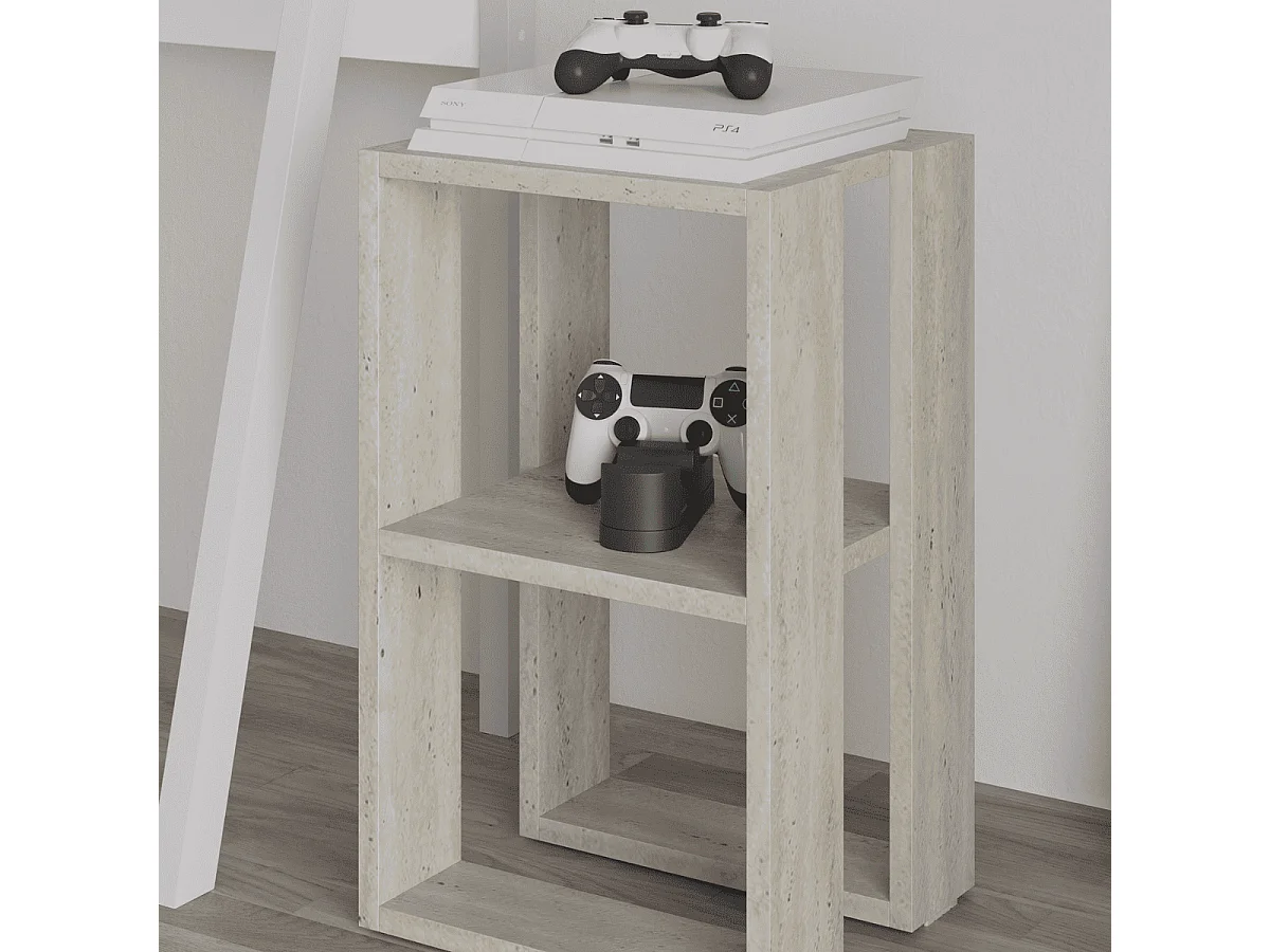 Table de chevet 2 étagères décor travertin H55 cm - LONIE