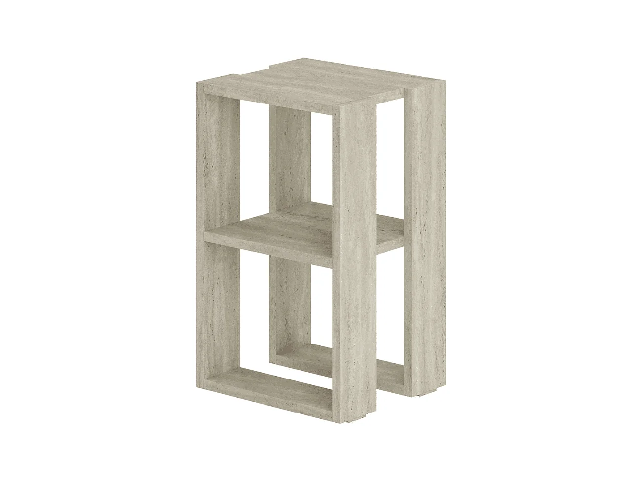 Comodino con 2 ripiani, decorazione travertino H55 cm - LONIE