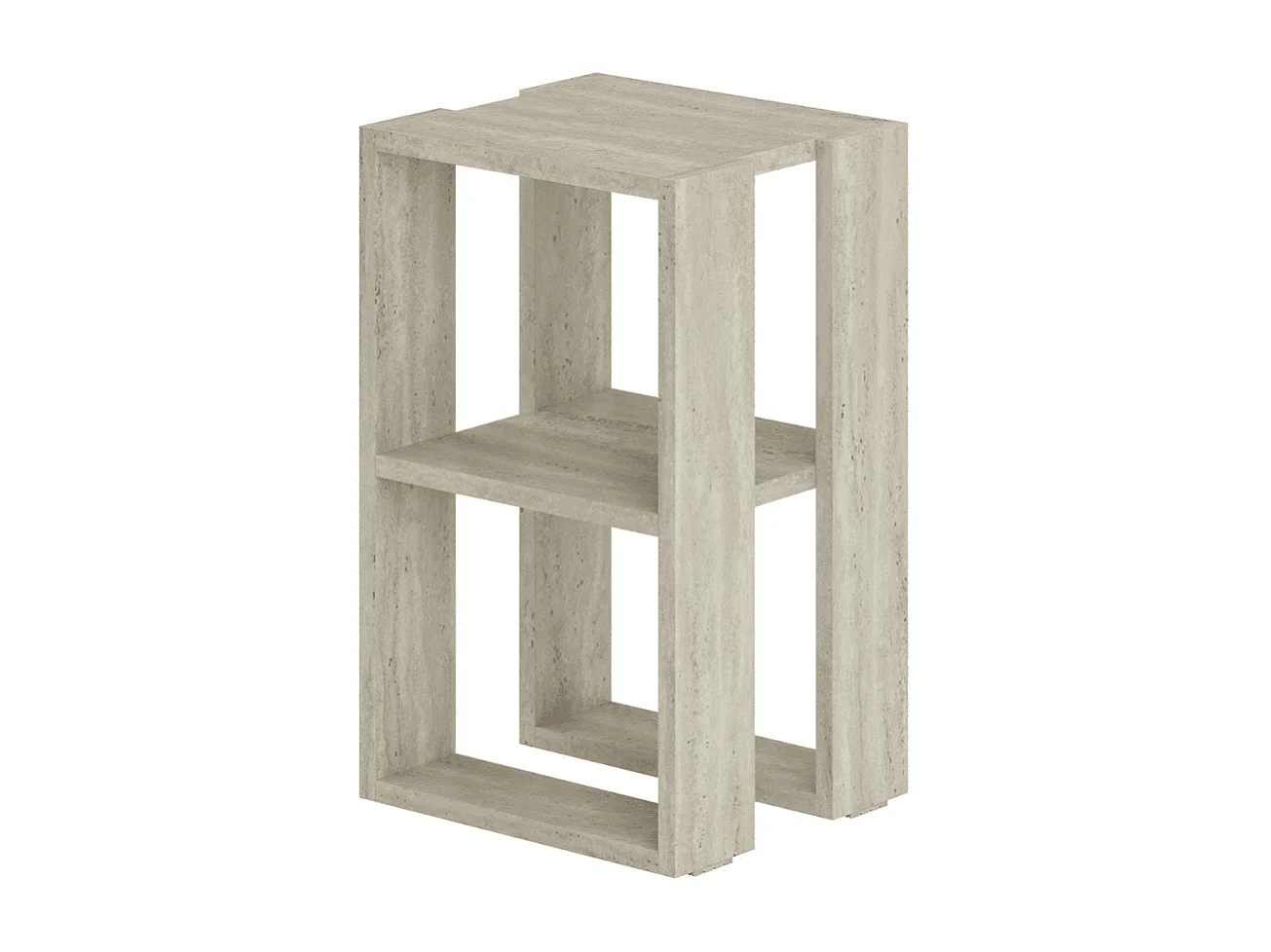 Nachttisch mit 2 Regalböden, Travertin-Dekor H55 cm - LONIE