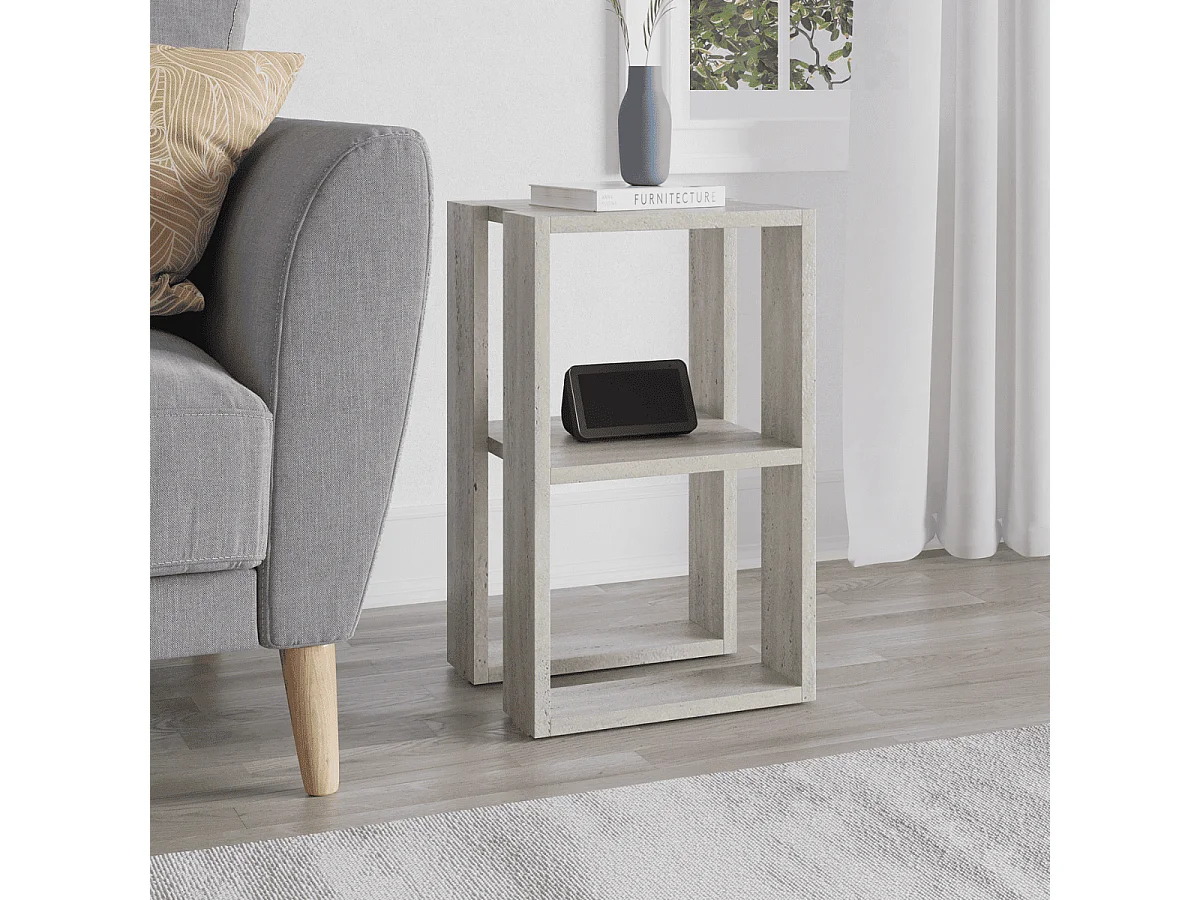Nachttisch mit 2 Regalböden, Travertin-Dekor H55 cm - LONIE