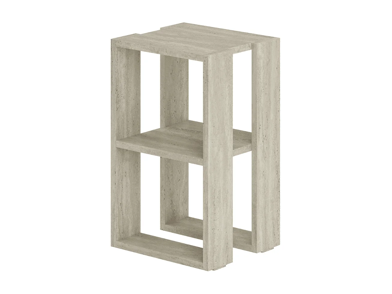 Table de chevet 2 étagères décor travertin H55 cm - LONIE