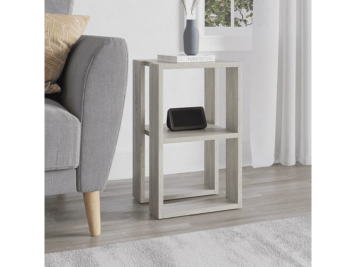 Table de chevet 2 étagères décor travertin H55 cm - LONIE