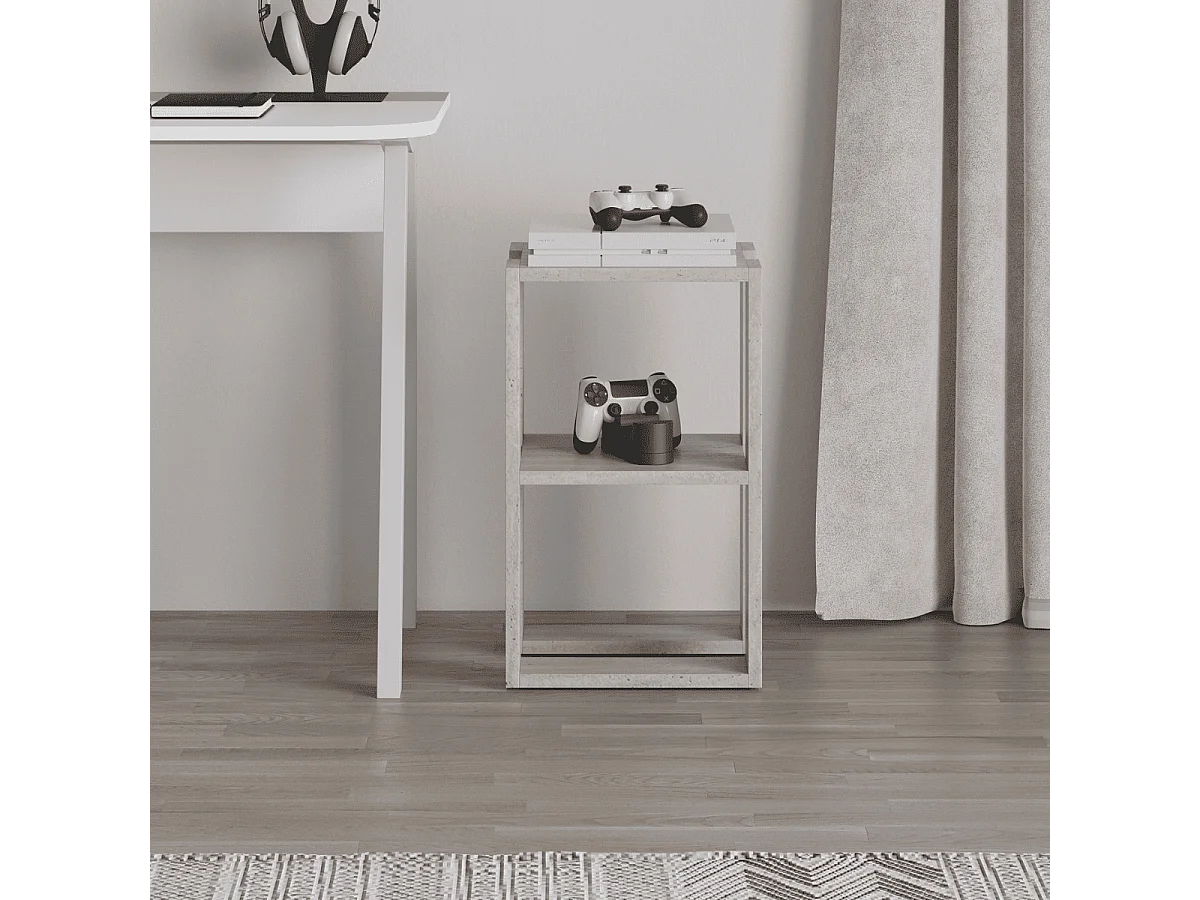 Table de chevet 2 étagères décor travertin H55 cm - LONIE