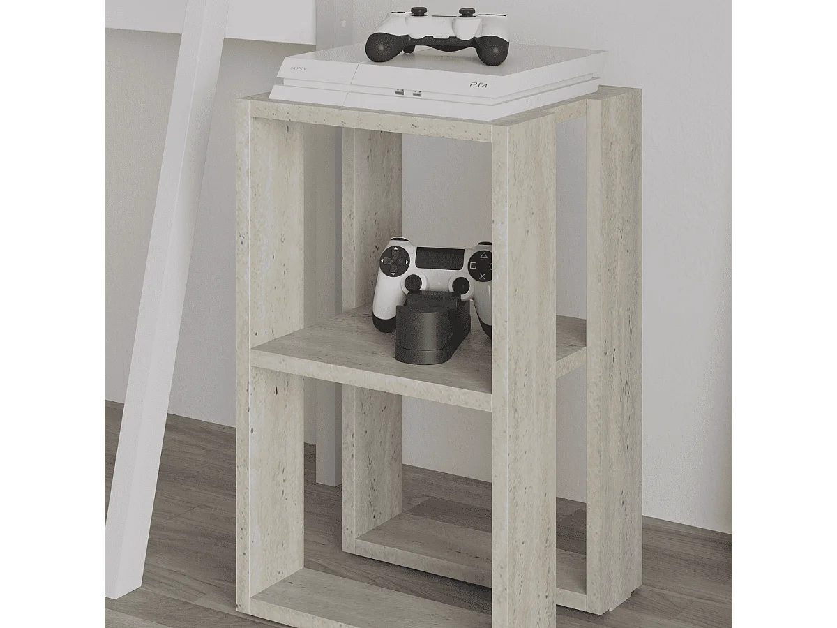 Table de chevet 2 étagères décor travertin H55 cm - LONIE