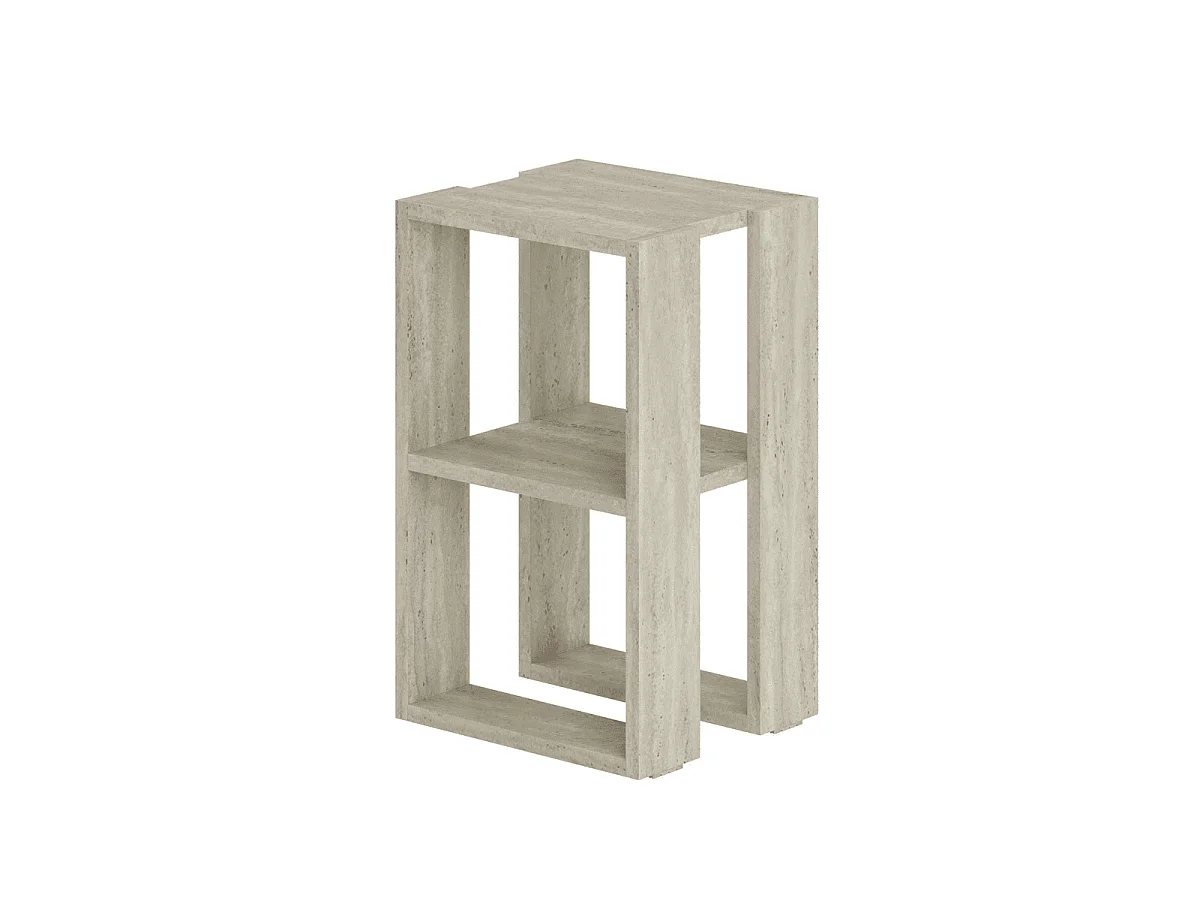 Szafka nocna z 2 półkami, dekor trawertyn, wys. 55 cm - LONIE