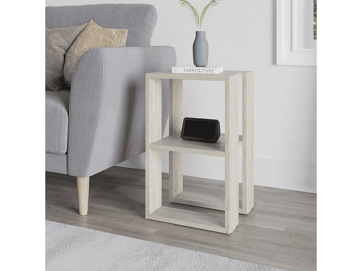Szafka nocna z 2 półkami, dekor trawertyn, wys. 55 cm - LONIE