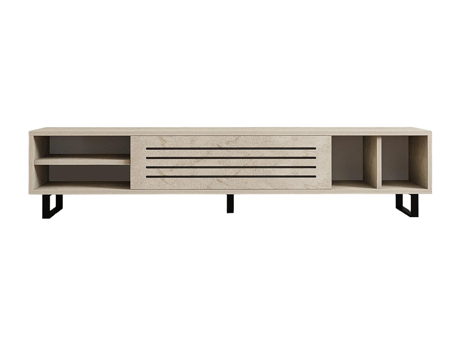 TV-bänk – 160 cm x 35 cm x 40 cm – travertinfärg – melaminbelagd spånskiva