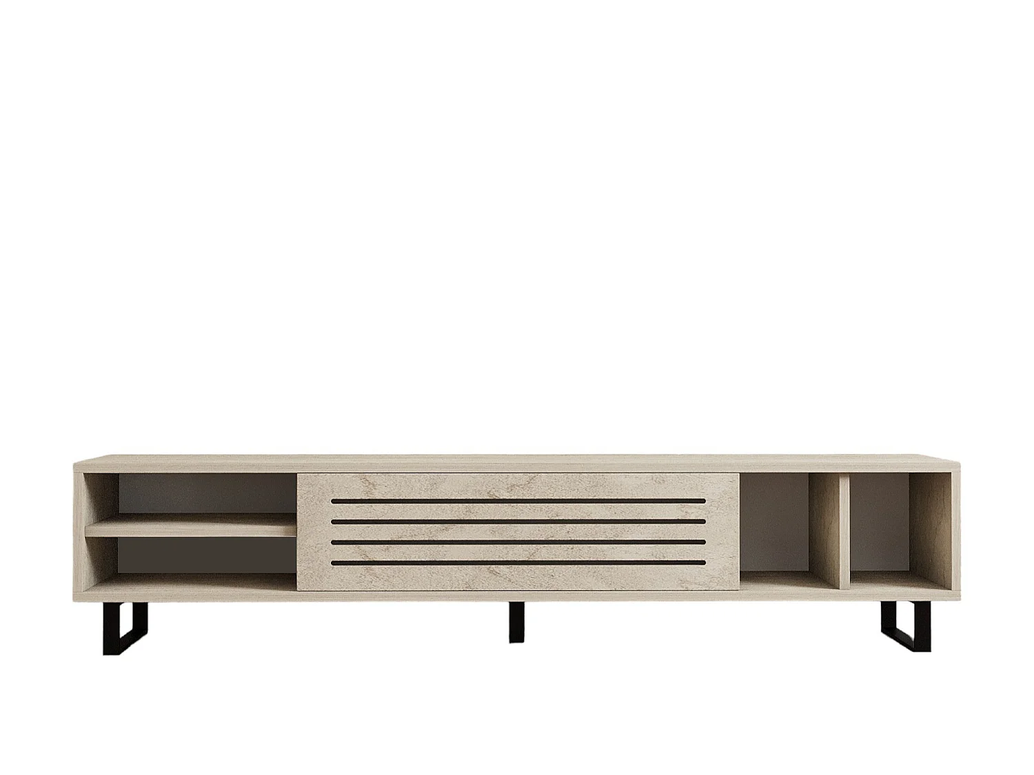 TV-bänk – 160 cm x 35 cm x 40 cm – travertinfärg – melaminbelagd spånskiva