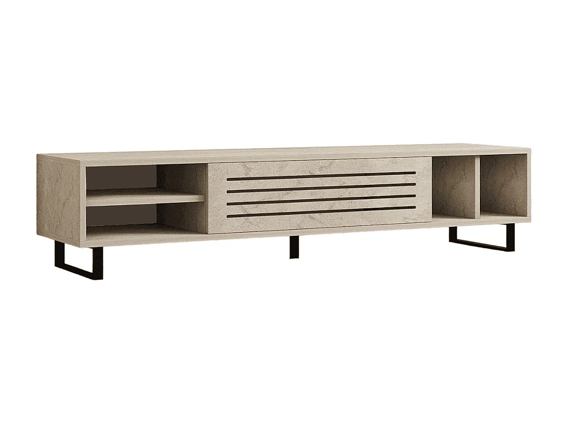 TV-bänk – 160 cm x 35 cm x 40 cm – travertinfärg – melaminbelagd spånskiva