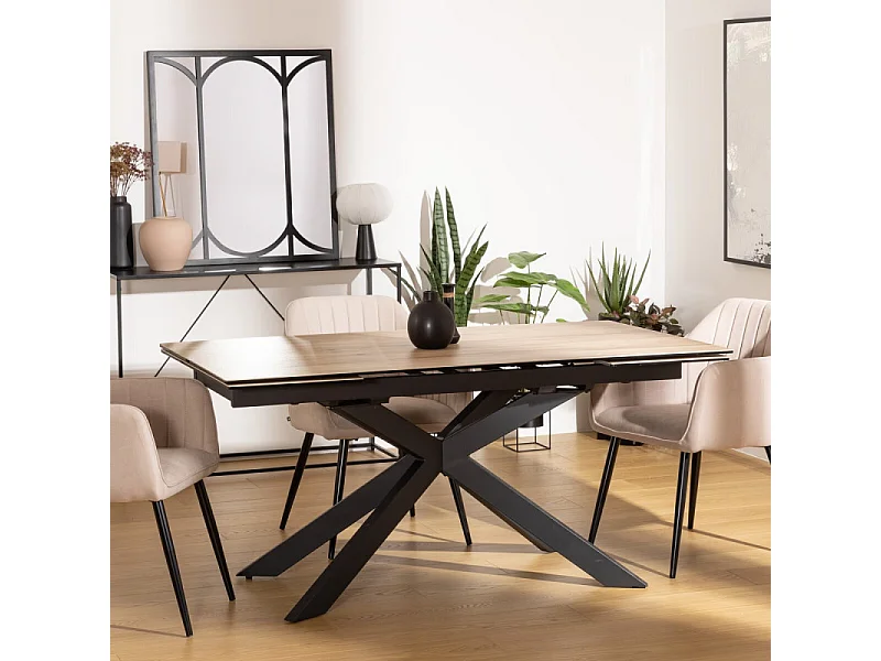 Table à Manger Extensible Effet Bois "Boot" 160-240cm Naturel