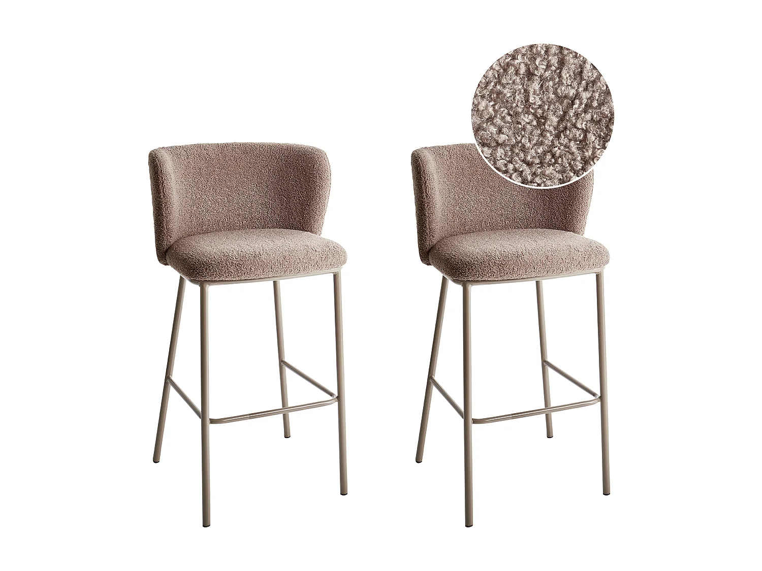 Conjunto de 2 bancos de bar MINA II Bouclé Castanho
