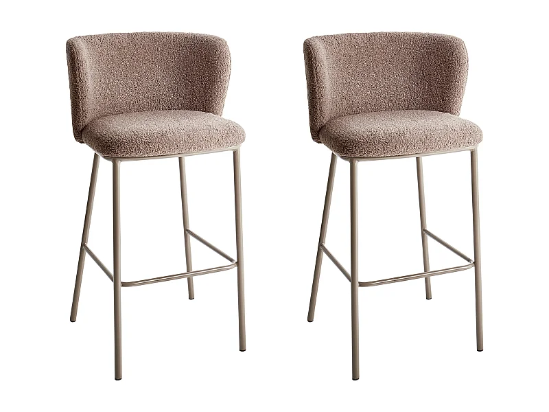 Set di 2 sedie alte MINA II Bouclé Marrone