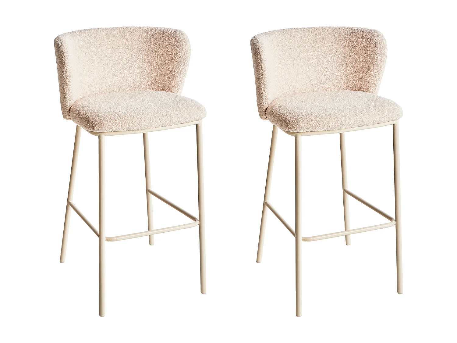 Lot de 2 chaises de bar MINA II Bouclé Beige clair