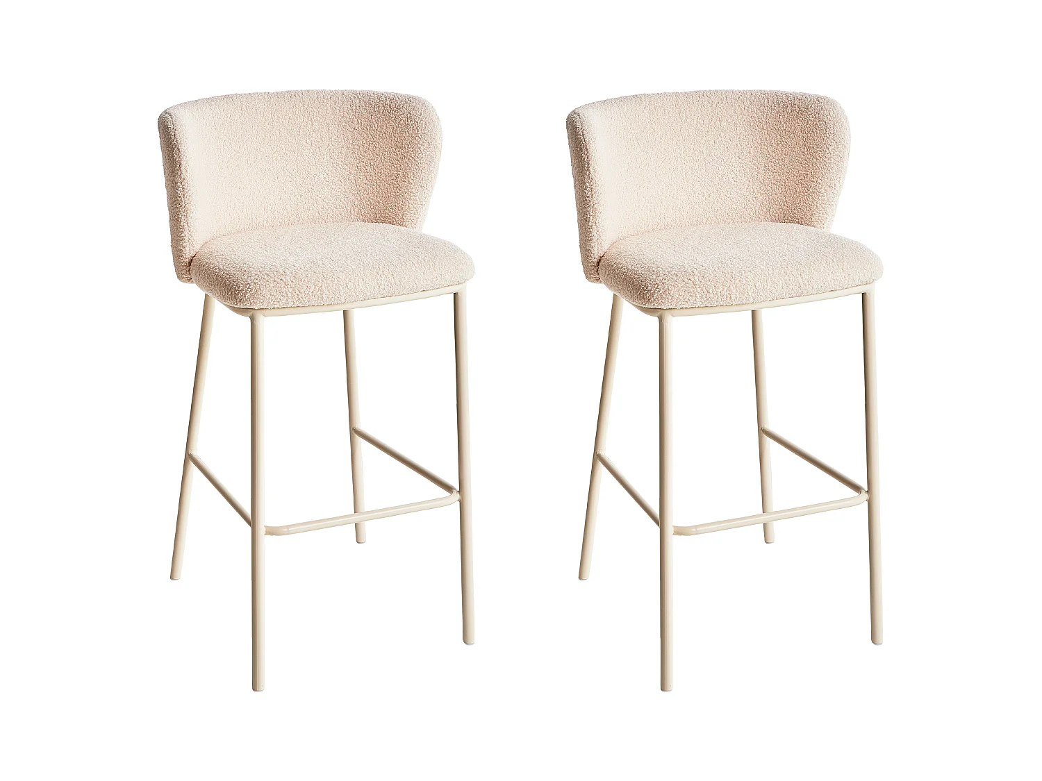 Set mit 2 Barstühlen MINA II Bouclé Hellbeige