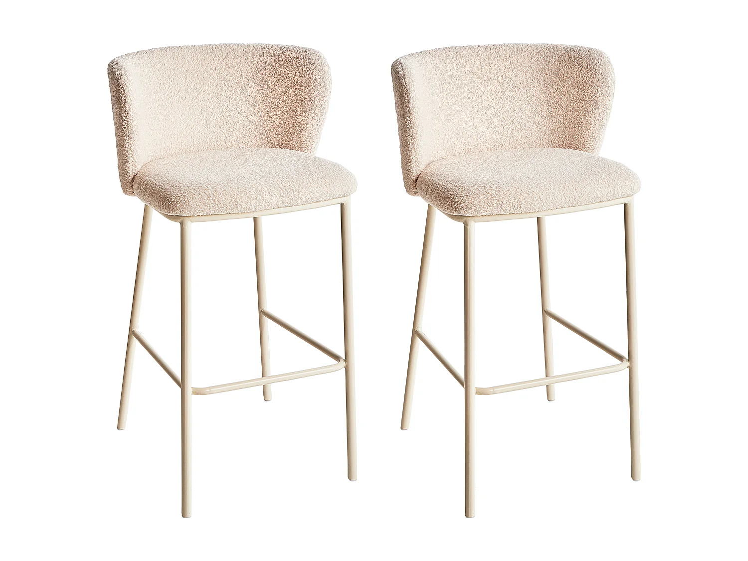 Set di 2 sedie alte MINA II Bouclé Beige chiaro