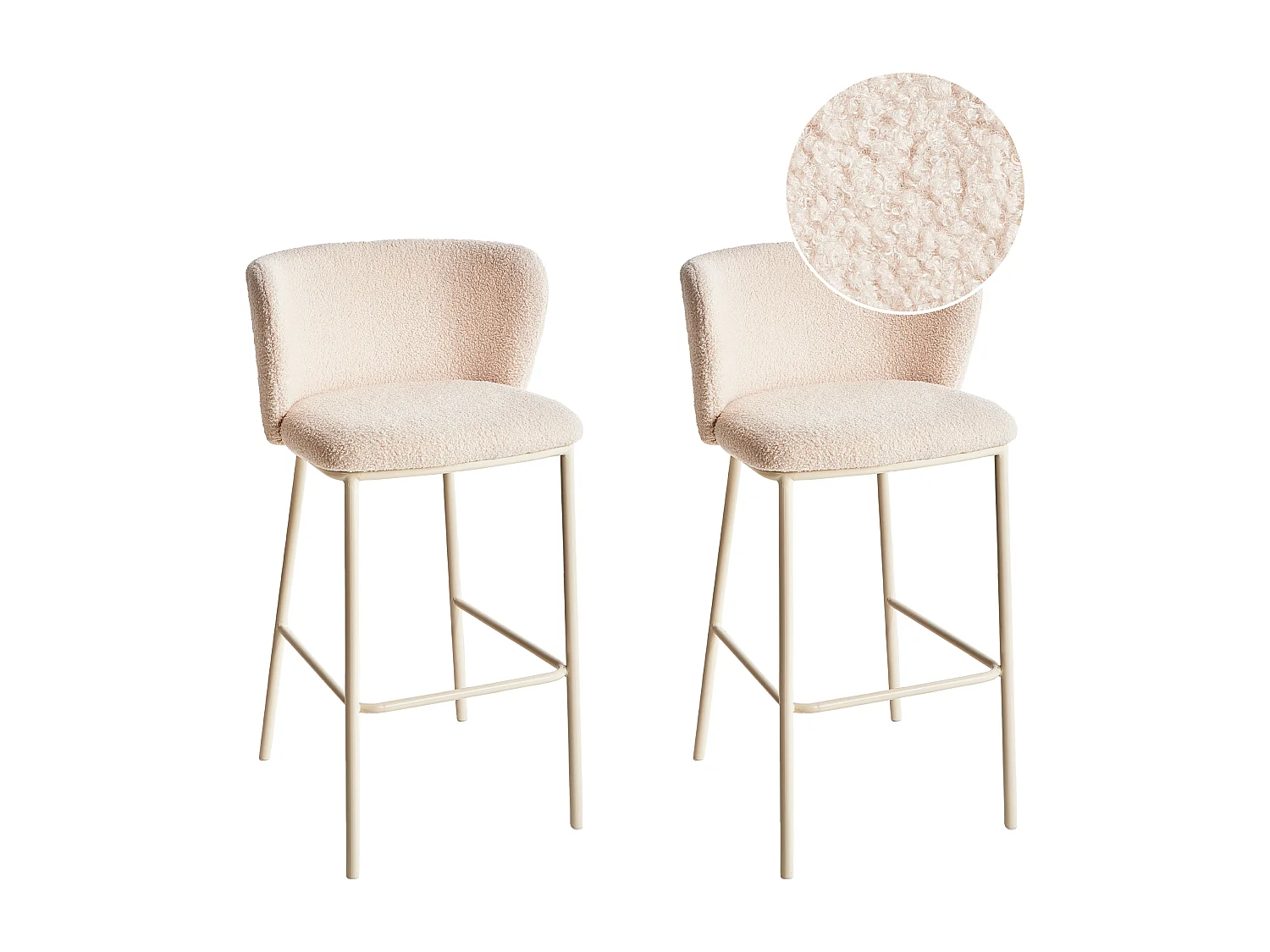 Lot de 2 chaises de bar MINA II Bouclé Beige clair