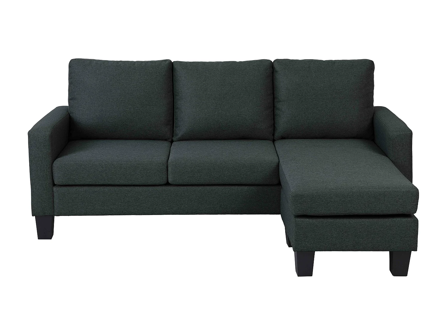 Canapé d'angle droit en tissu 3 places noir