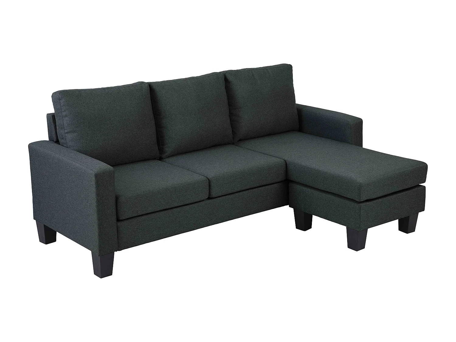 Canapé d'angle droit en tissu 3 places noir L 192 cm