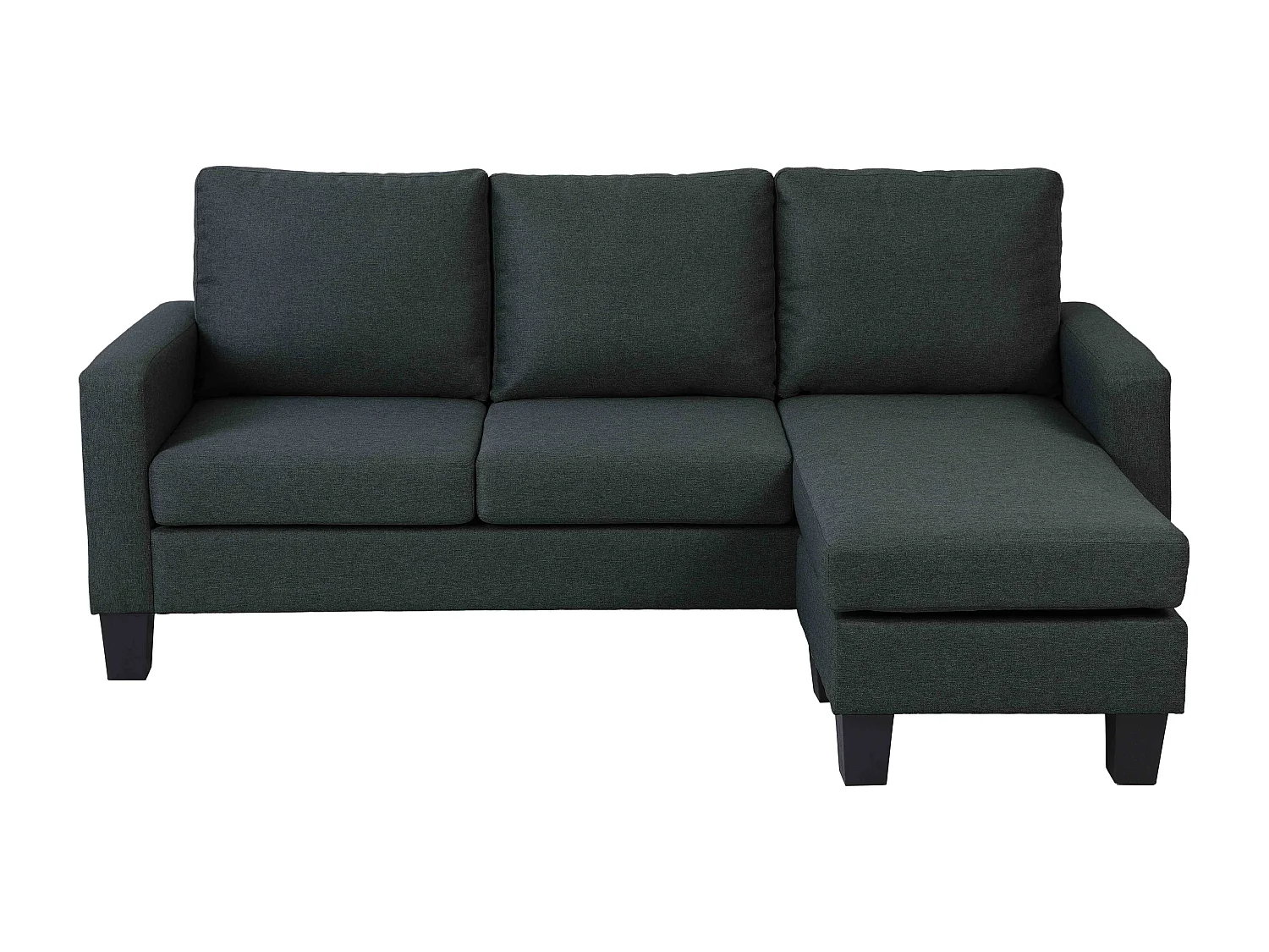 Canapé d'angle droit en tissu 3 places noir L 192 cm