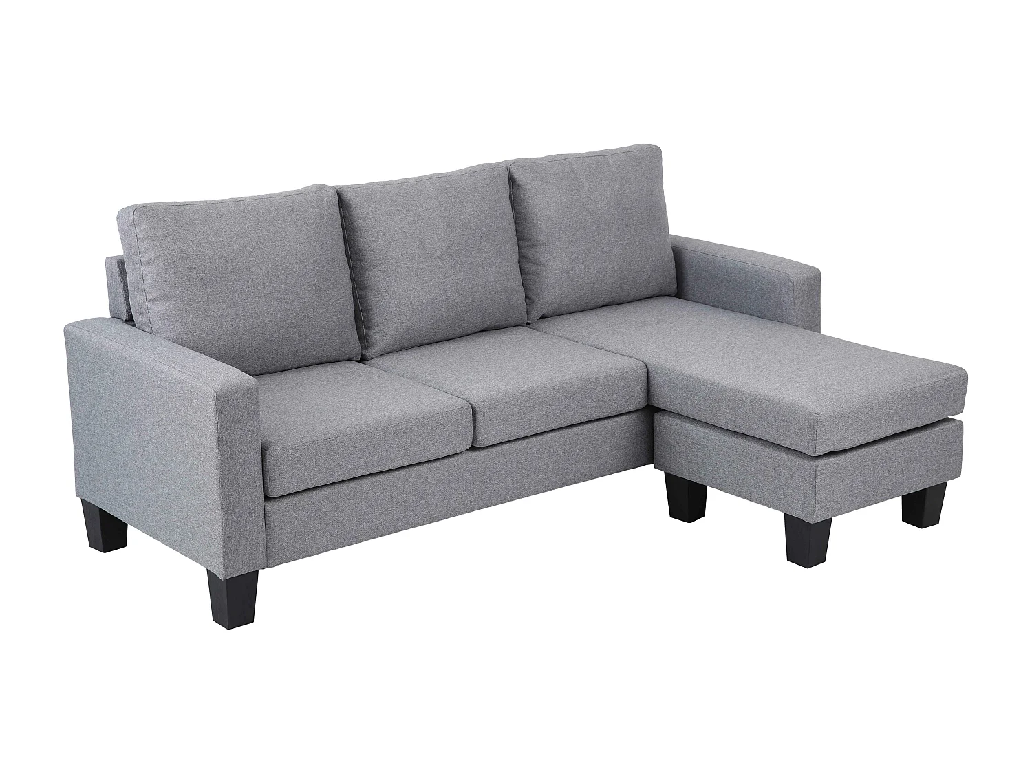 Canapé d'angle droit en tissu 3 places gris