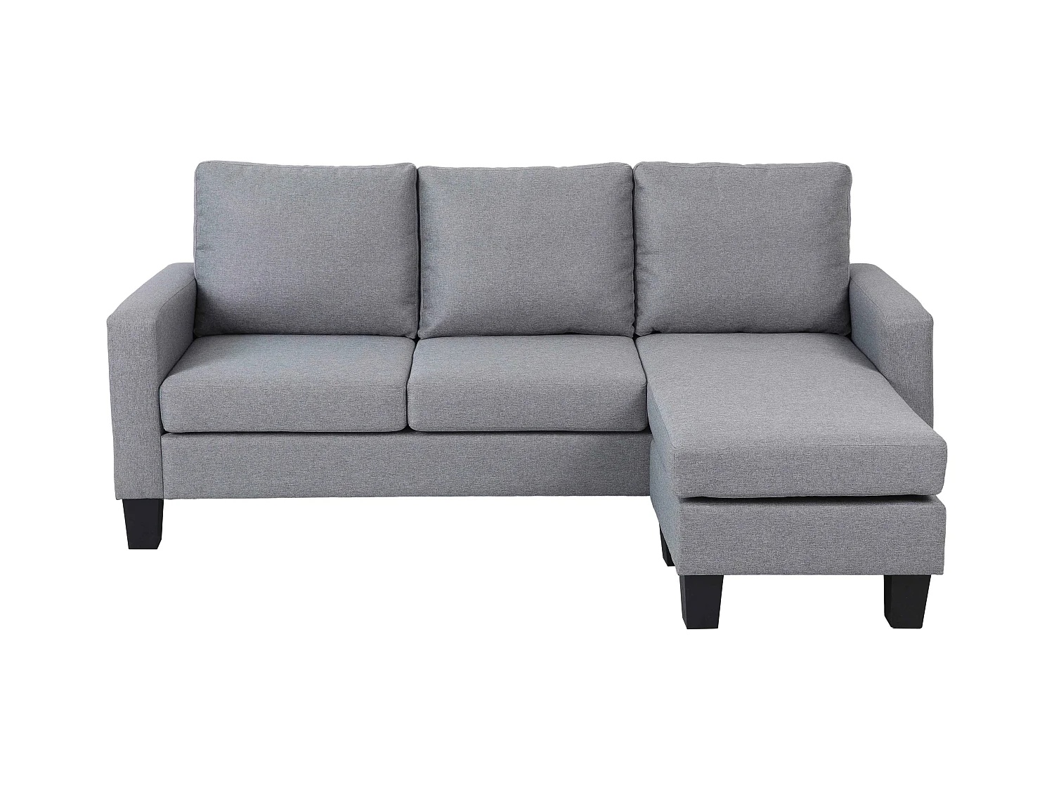 Canapé d'angle droit en tissu 3 places gris