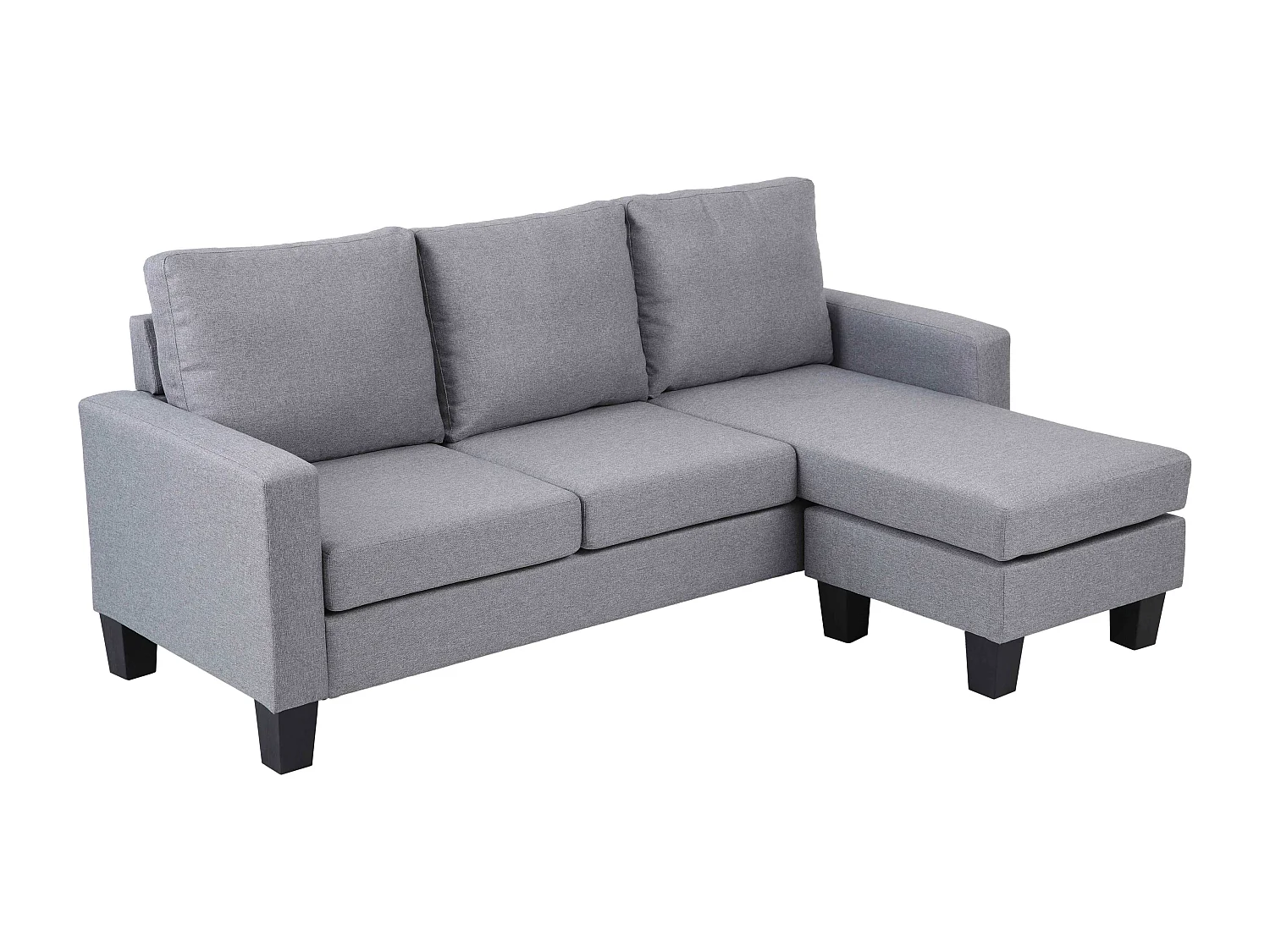 Canapé d'angle droit en tissu 3 places gris L 192 cm