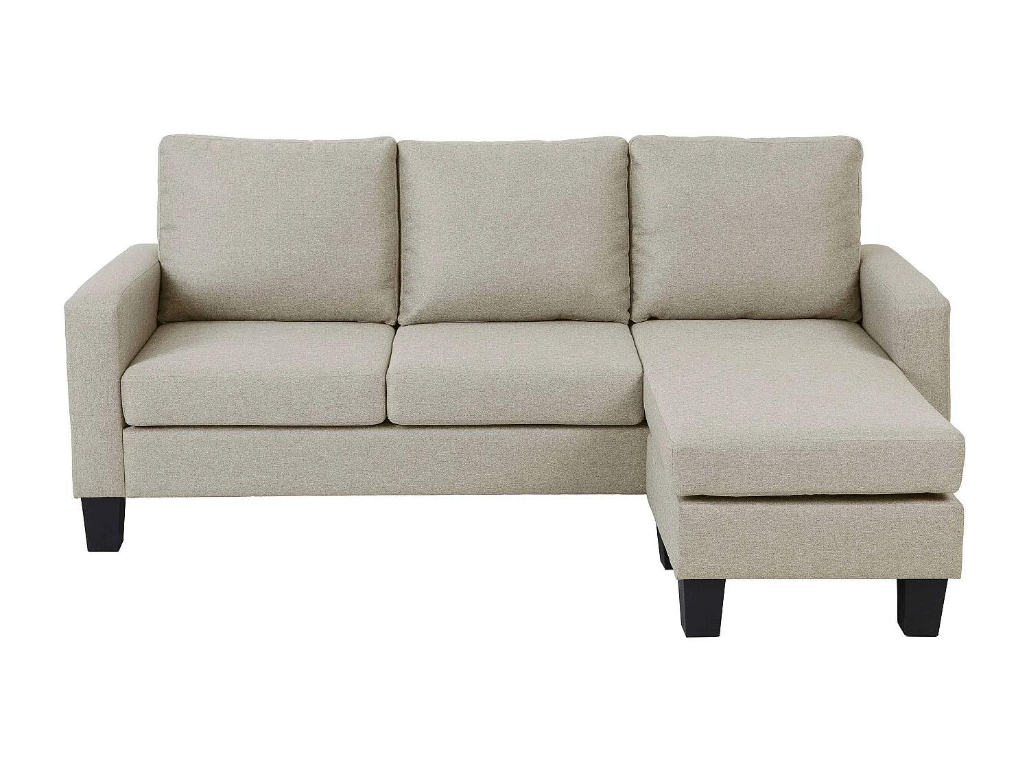 Canapé d'angle droit en tissu 3 places écru