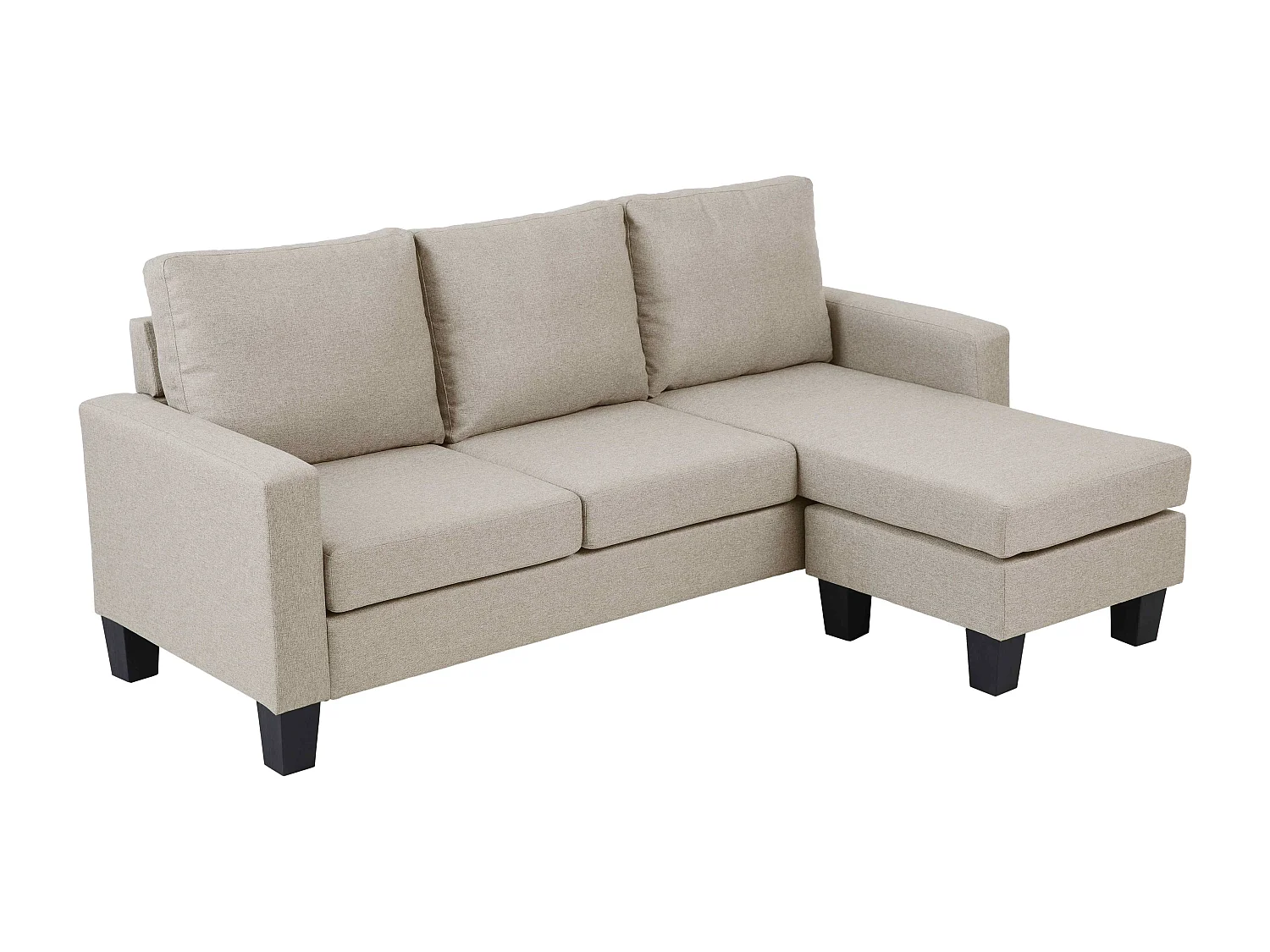 Canapé d'angle droit en tissu 3 places écru L 192 cm