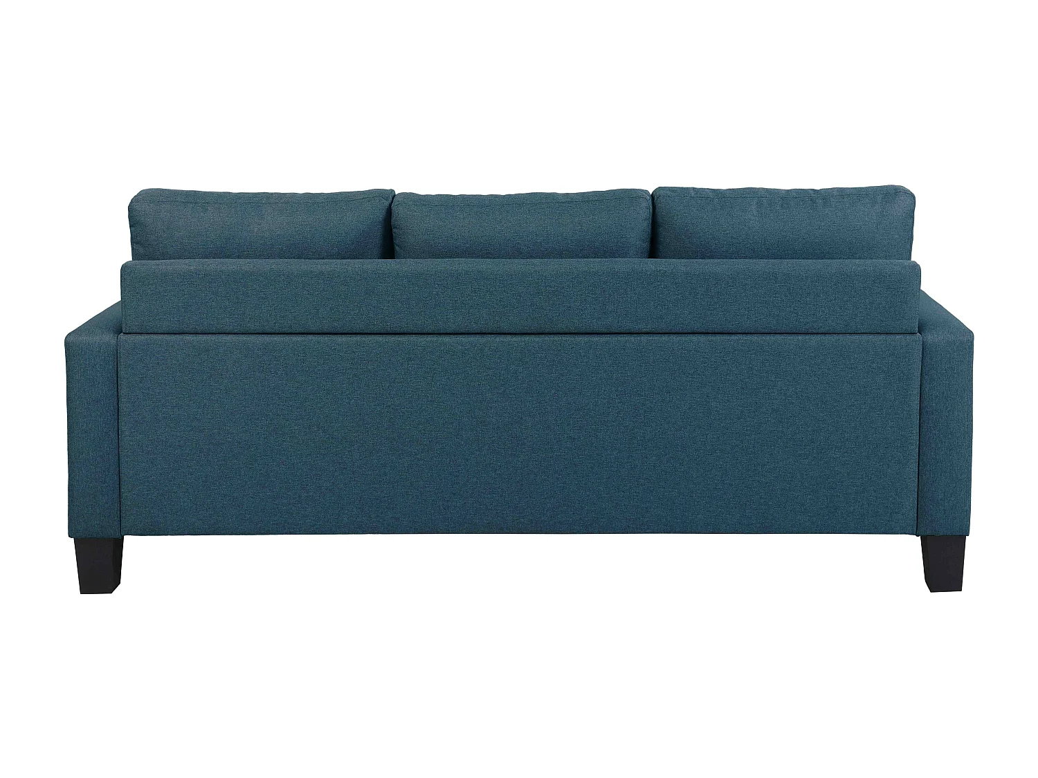 Canapé d'angle droit en tissu 3 places bleu