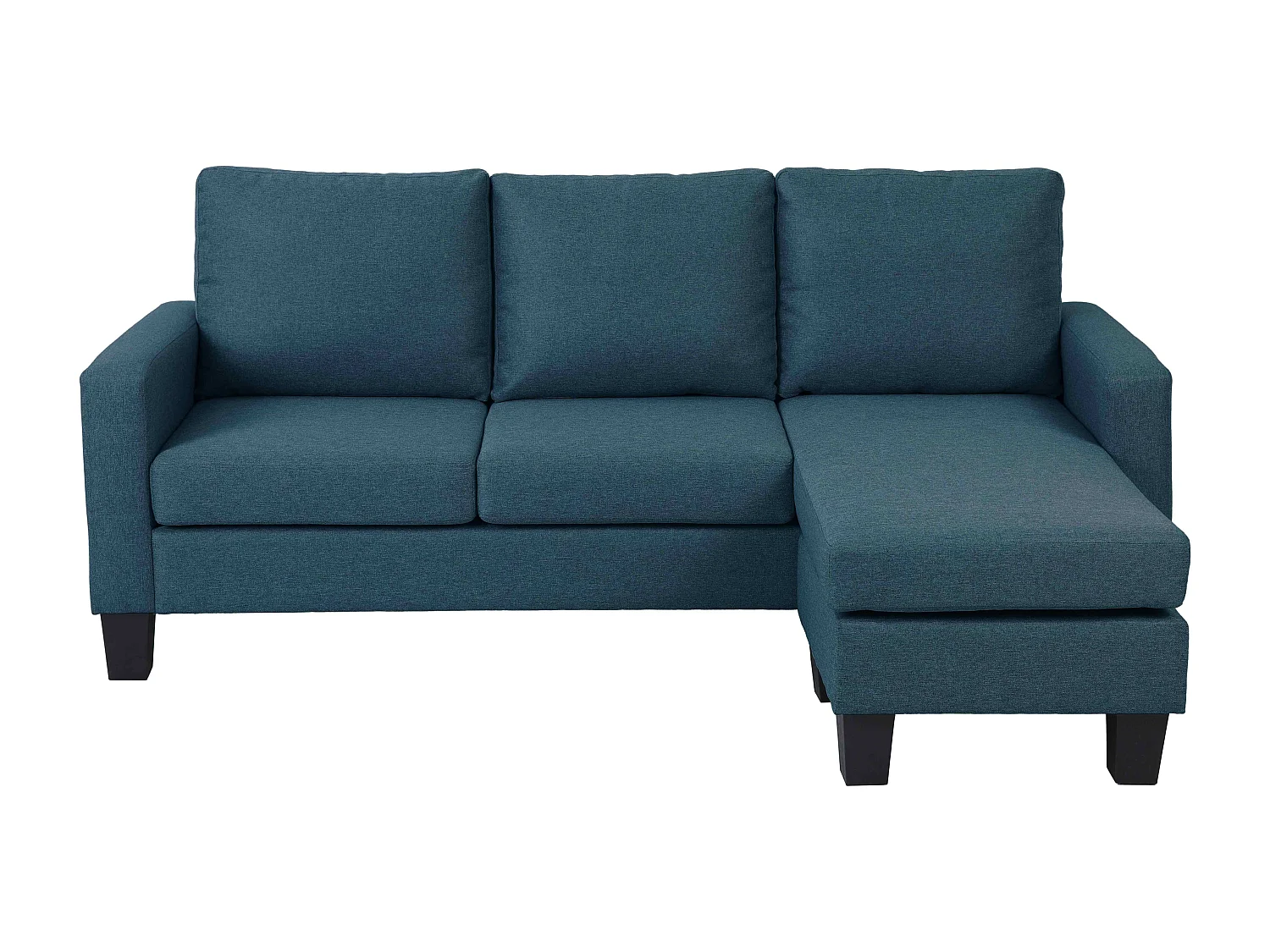 Canapé d'angle droit en tissu 3 places bleu L 192 cm