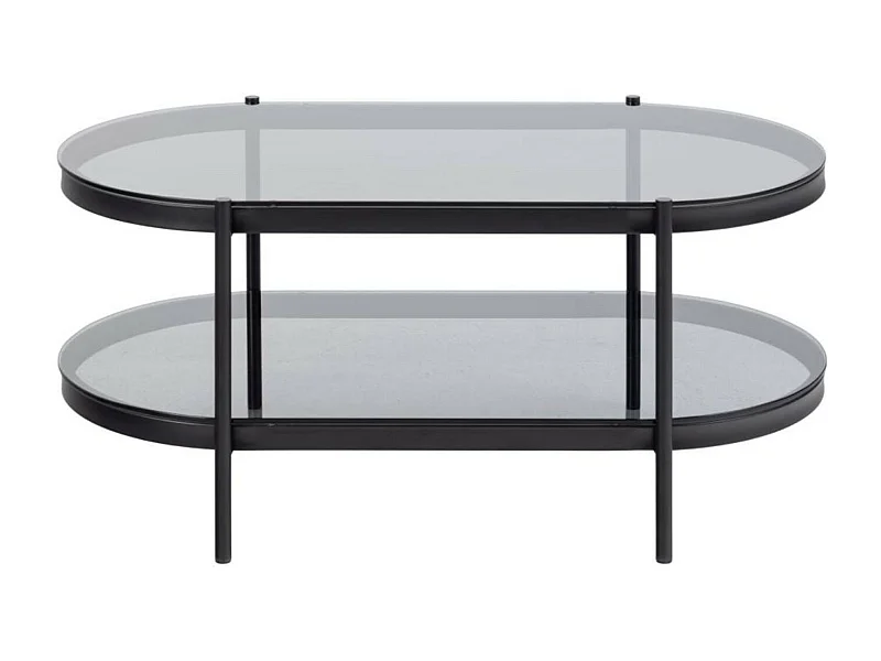 Table basse ovale en verre et métal noir - BENNY