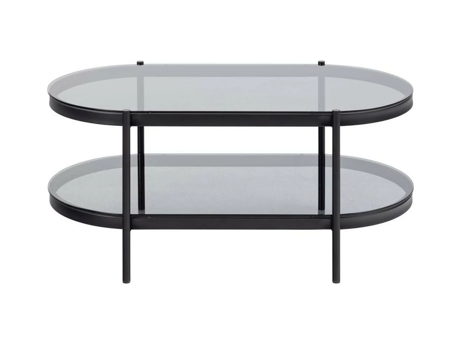 Table basse ovale en verre et métal noir - BENNY
