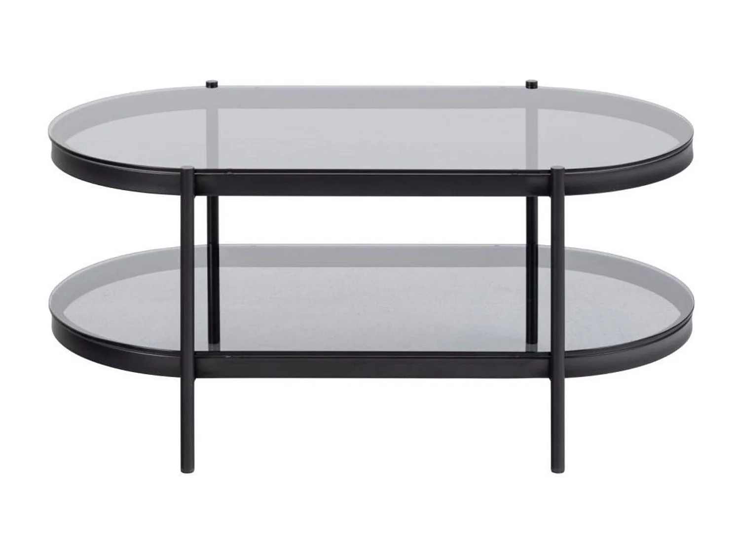 Table basse ovale en verre et métal noir - BENNY