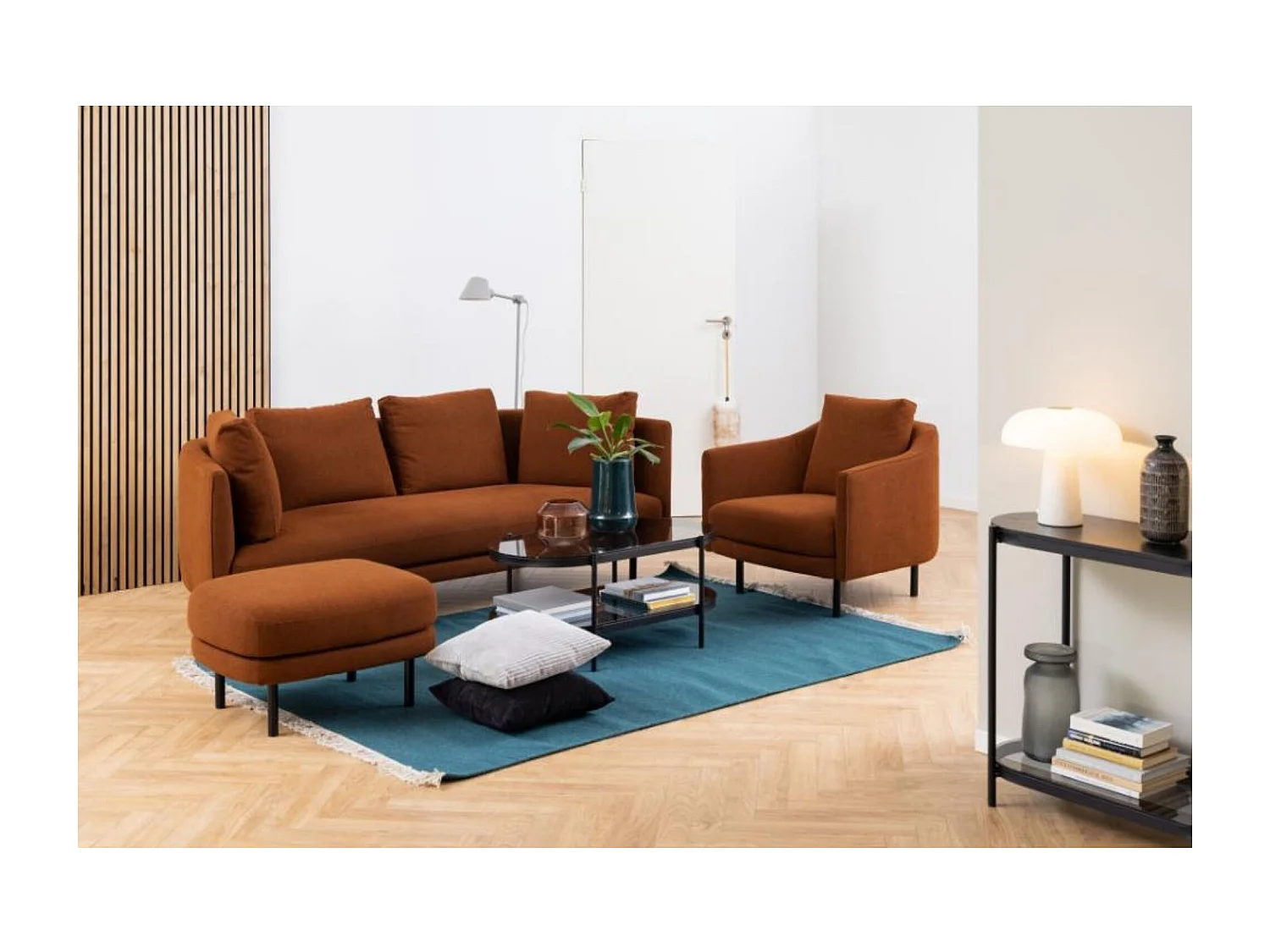 Table basse ovale en verre et métal noir - BENNY