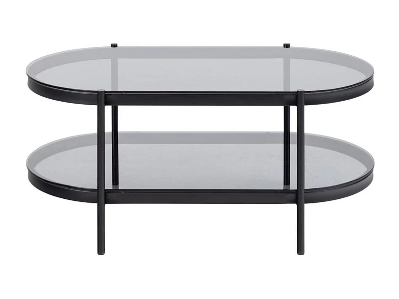 Table basse ovale en verre et métal noir - BENNY