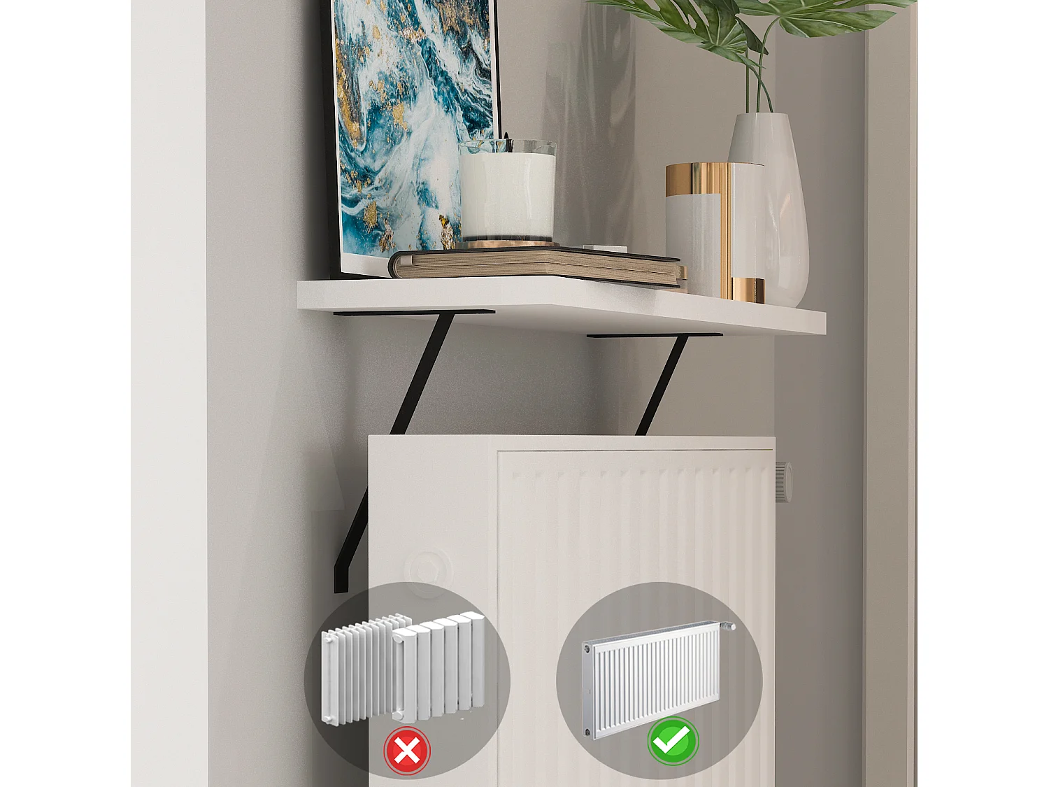 Heizkörperregal Adin Weiß 60cm ohne bohren 92420